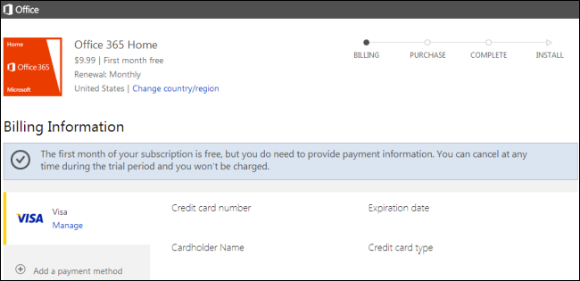 does microsoft office 365 subscription start when purchased